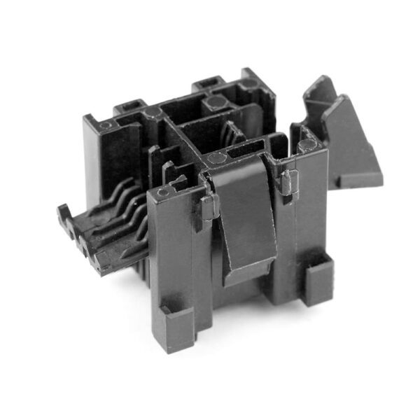 Mikro-Relais-Sockel, für Anrastung, mit Erweiterungsaufnahme, 2x 6,3mm + 3x 4,8mm