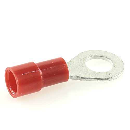 ring cable lug, Ø 5.3mm, insulated shaft, 0.25-1mm², red