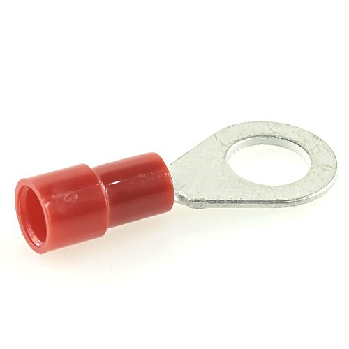 ring cable lug, Ø 6.4mm, insulated shaft, 0.25-1mm², red