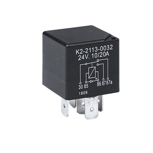 Mini-Relais 24V, 10/20A, Wechsler, mit Diode, vergossen