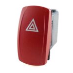 Hazard Warning Switch, 24V/15A, Contura V red, LED 1 red, square lens red, symbol "hazard warning"