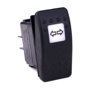 off<on Taster, 24V/15A, Contura II, ohne Lampe/LED, quadratische Linse weiß, Symbol "Blinker"