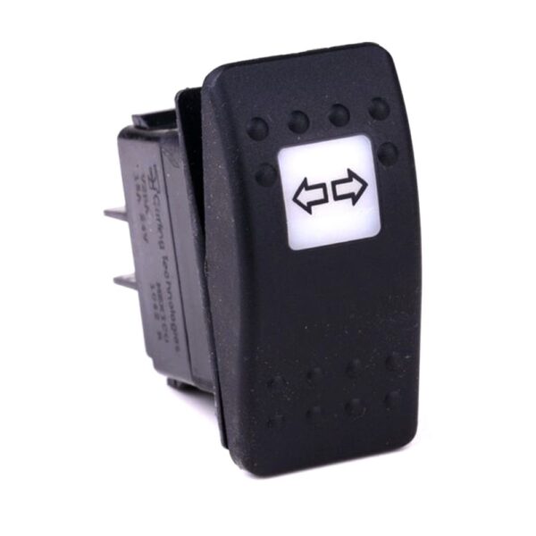 off<on Taster, 24V/15A, Contura II, ohne Lampe/LED, quadratische Linse weiß, Symbol "Blinker"