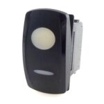 on-on Schalter 24V/15A, Contura V, LED 1 grün hell, LED 2 grün hell, schmale und ovale Linse weiß