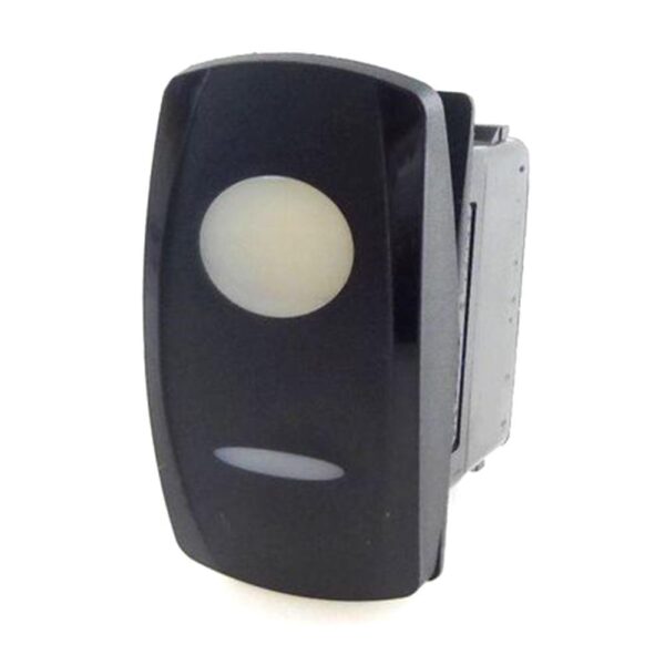 on-on Schalter 24V/15A, Contura V, LED 1 grün hell, LED 2 grün hell, schmale und ovale Linse weiß