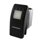 on-on Schalter, 12V/20A, Contura II, LED 1 grün hell, LED 2 gelb, quadratische und schmale Linse weiß, ohne Symbol