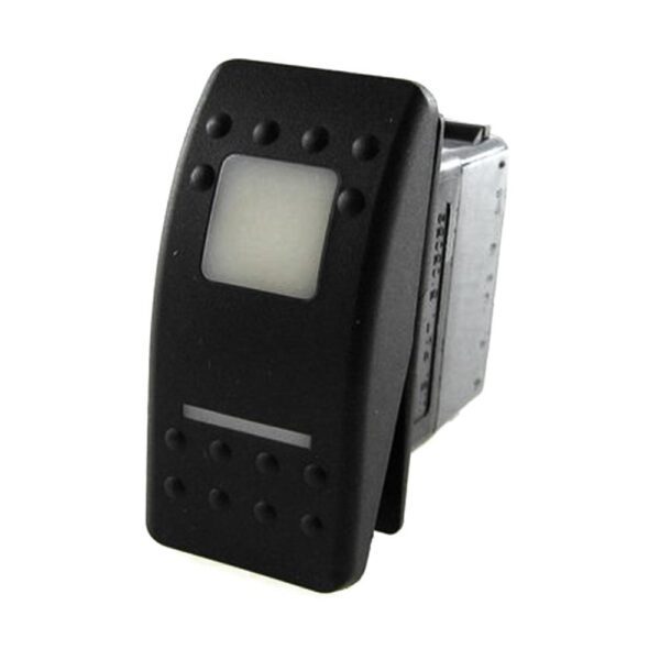 on-on Schalter, 12V/20A, Contura II, LED 1 grün hell, LED 2 gelb, quadratische und schmale Linse weiß, ohne Symbol