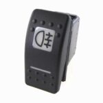 on-on Schalter, 12V/20A, Contura II, LED 1 grün hell, LED 2 gelb, quadratische und schmale Linse weiß, Symbol „Nebelschlussleuchte“, mit Flächendichtung