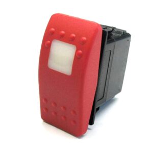 on>off<on Taster 12V/20A, Contura II, rot, LED 1 grün hell, quadratische Linse weiß