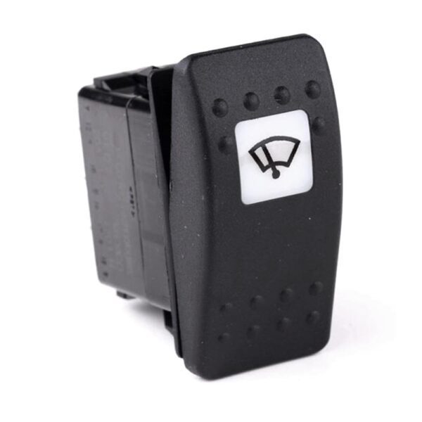 on-2xon-on Double Switch, 12V/20A, Contura II, LED 1 superbright green, square lens white, symbol "windshield wiper"