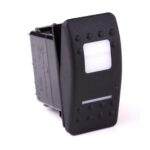 on-on-off Doppelschalter, 24V/15A, Contura II, LED 1 grün hell, LED 2 grün hell, quadratische und schmale Linse weiß, ohne Symbol