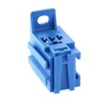 Mikro-Relais-Sockel mit Lasche und Erweiterungsaufnahme, 2x 6,3mm + 3x 4,8mm, blau (ähnlich RAL 5015)